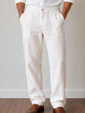 Tommy Bahama Men's Linen/Cotton  Off White Pants XXL 32 Length‎